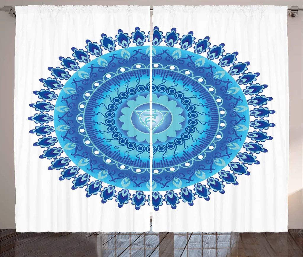 Tenda Soggiorno Mandala Blu 280x175 cm - Lavabile e Resistente