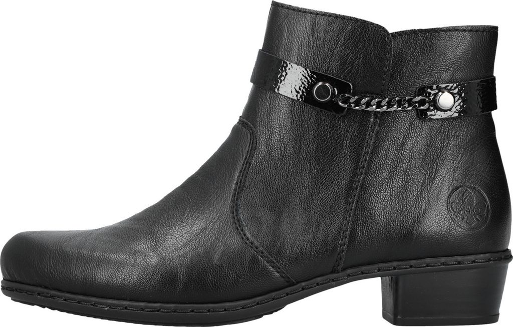 Bottines Rieker Femme Y0783 Noires - Synthétique - Talon Bloc 3.5cm - Fermeture Éclair - Confortables