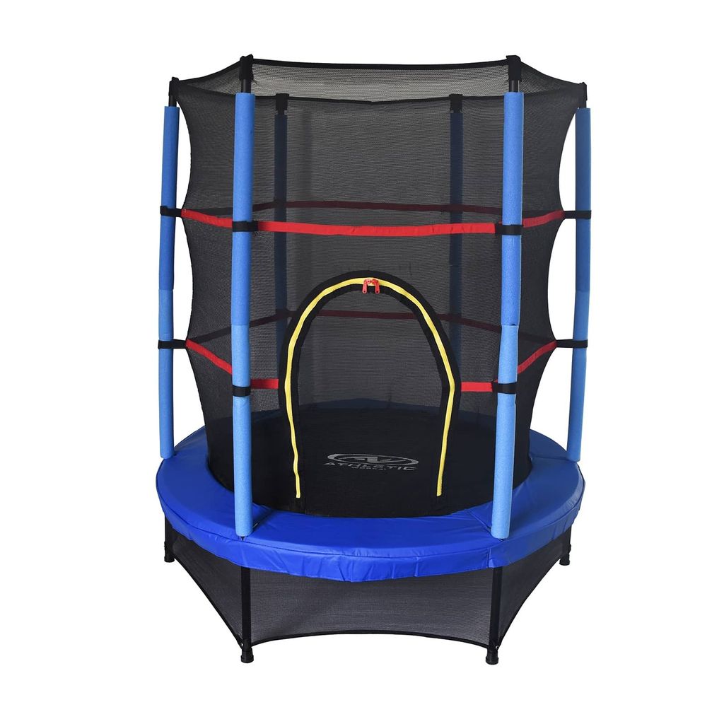Trampolin Outdoor Toys Happy Jump Blue Durchmesser 140 cm mit Sicherheitsnetz