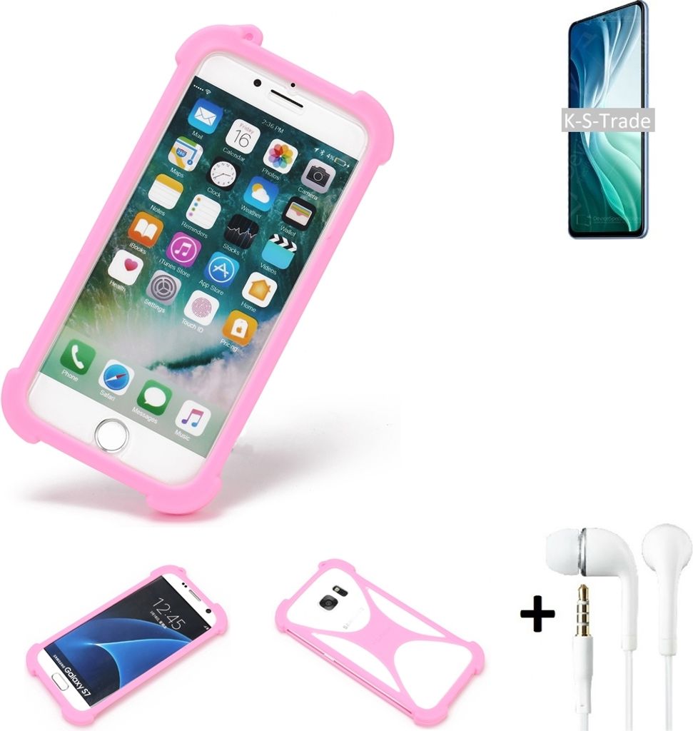 K-S-Trade Bumper + Kopfhörer kompatibel mit Xiaomi Mi 11i Handy Hülle Schutzhülle Silikon Schutz Hülle Cover Case Silikoncase Silikonbumper TPU