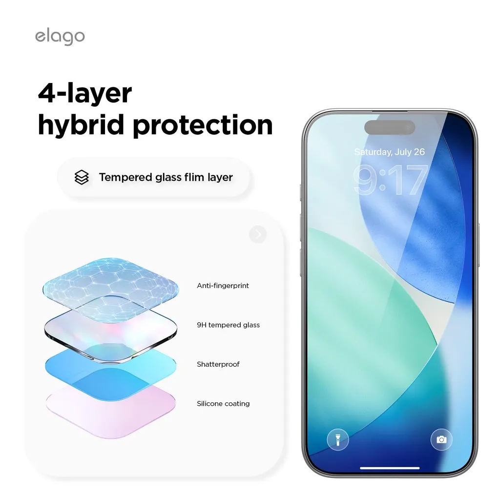 Verre blindé iPhone 17 Pro Elago 9H : protection d'écran anti-rayures - 4