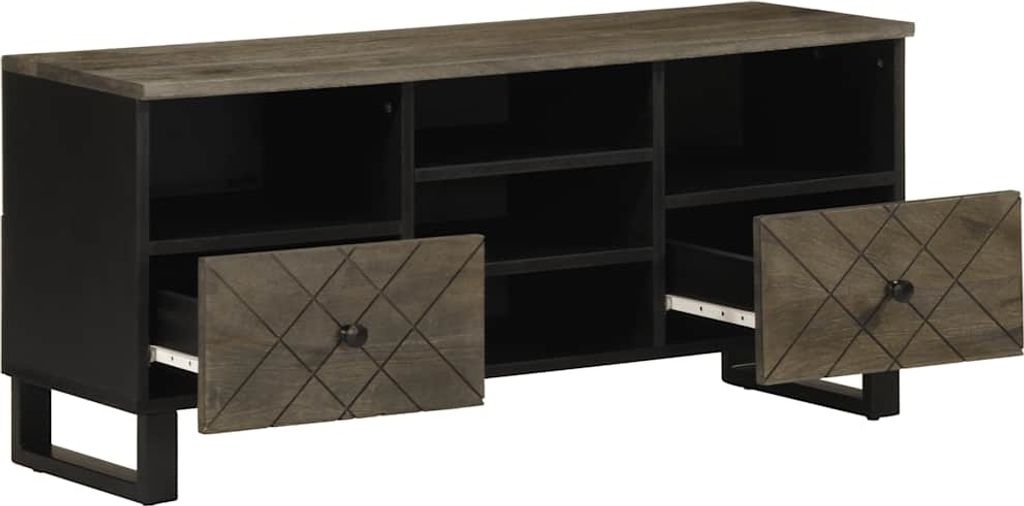 "SALE 2026"TV-Schrank - klassischem Design - TV-Möbel - TV-Tisches - 100x33x46 cm Massivholz Mango - TV-Lowboard DE8331446