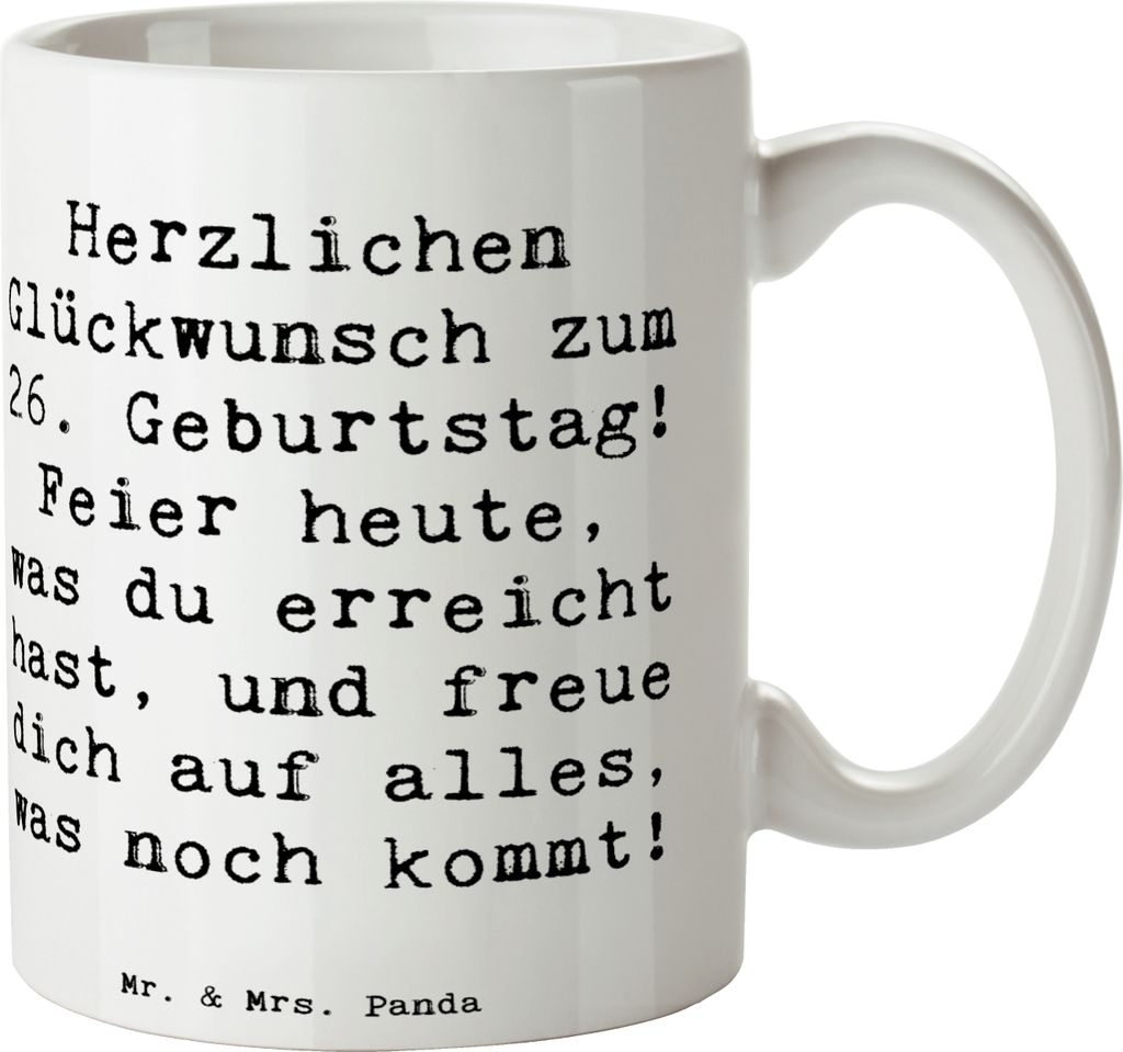 Mr. & Mrs. Panda Geschenktasse Spruch 26. Geburtstag - Weiß - Geschenk, Kaffeebecher, Tasse, Kaffeepott, neue Abenteuer, Keramiktasse, Alter, Lebe...