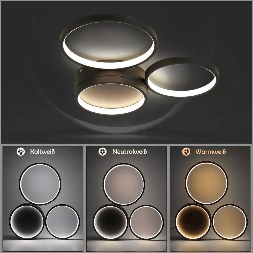 Plafonnier LED Blanc Chaud 3000K à Intensité Variable avec Télécommande - 4