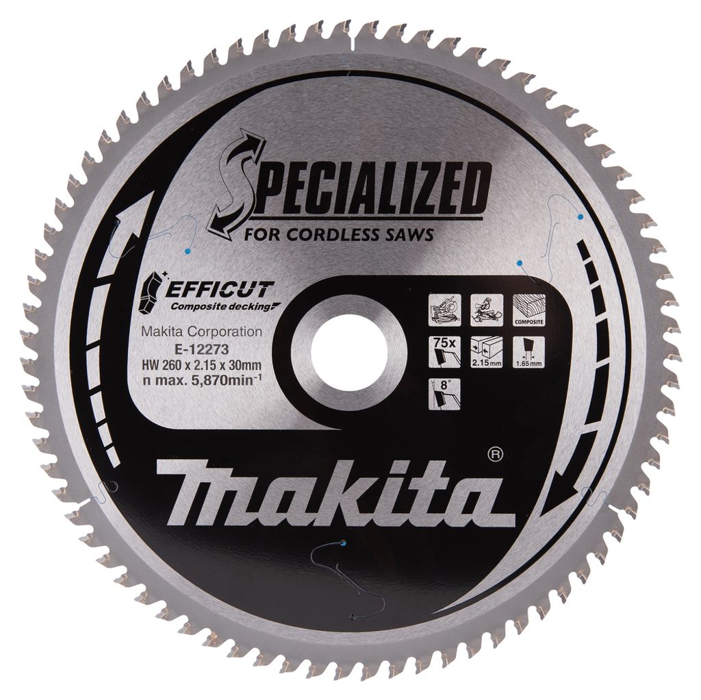 Makita E-12273 Efficut TCT-Kreissägeblatt 260 x 30 mm 75 Zähne 2,15 mm Holz