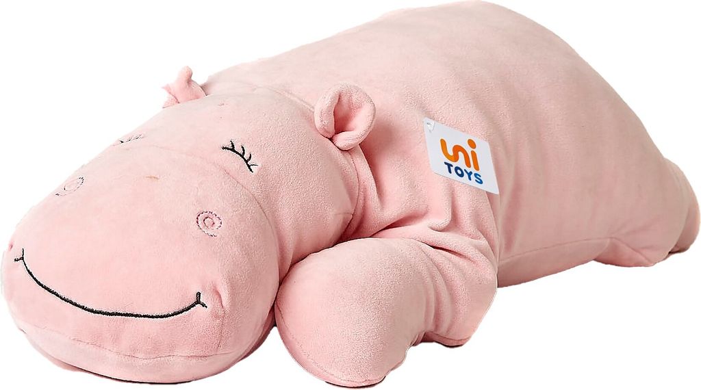 Uni-Toys - Kissen Plüsch-Nilpferd (rosa), ultraweich - 60 Produktbild 