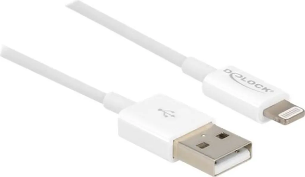 Delock - Cavo Lightning - da Lightning (M) a USB (M) - 1,0 m - bianco - per Apple iPad/iPhone/iPod (Lightning) (83000)