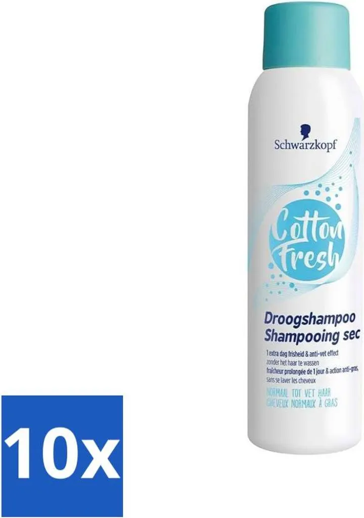 Multipack 10x Schwarzkopf Cotton Fresh Shampoo Secco 150ml - Purezza