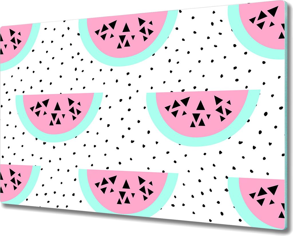 Glas-Herdabdeckplatte Glaskeramikfeldabdeckung Spritzschutz - 80x52 cm - Pastell Wassermelone