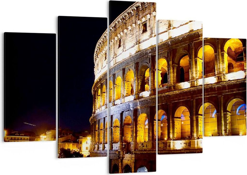 Bild auf Leinwand - Leinwandbild - Coloseum Rom Architektur - 150x100cm - Wand Bild - Wanddeko - Leinwanddruck - Bilder - Kunstdruck - Wanddekorati...