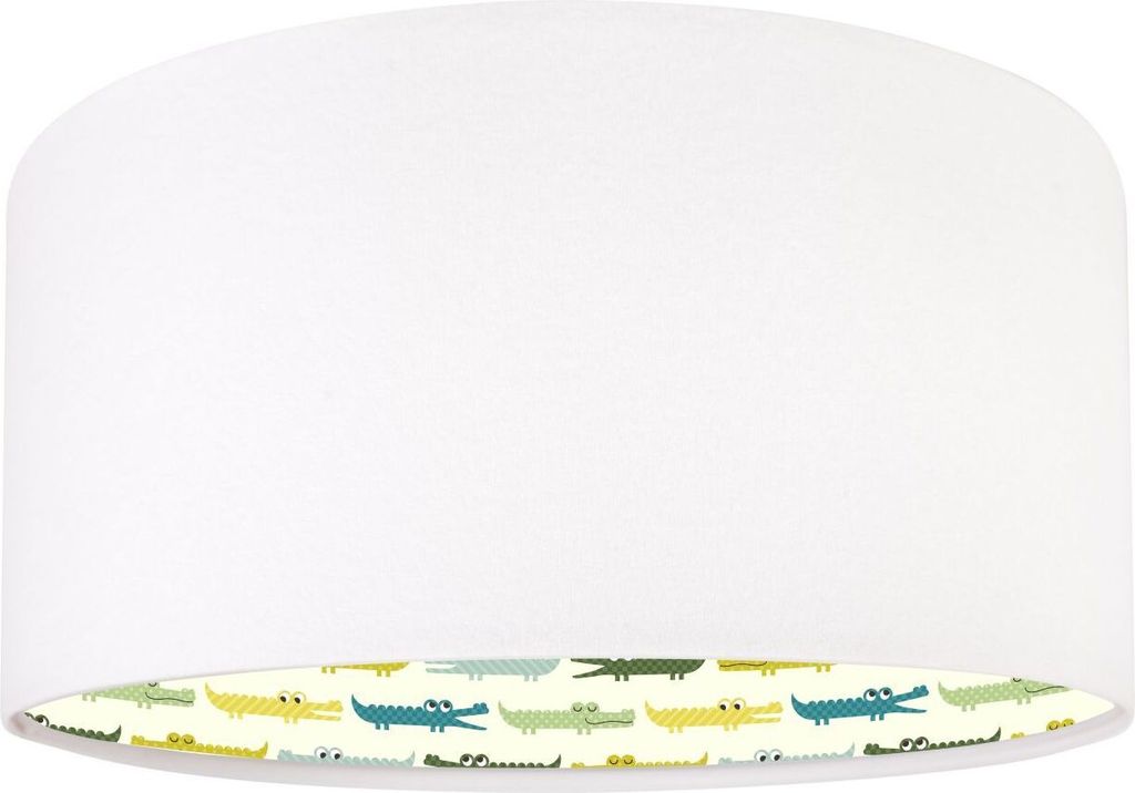 Kinderlampe Weiß Bunt Krokodile Stoff Ø40cm Kinderzimmerlampe Pendelleuchte Jungen Mädchen