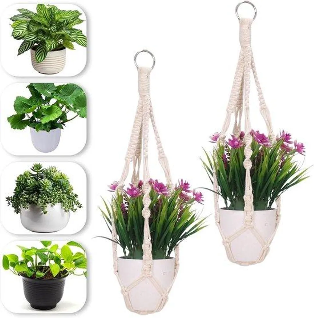 Pot de fleurs en coton beige 25cm pour balcon et salon chic et naturel