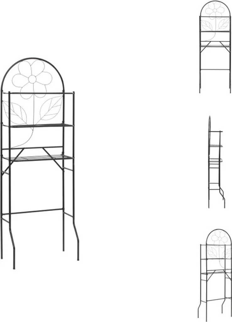 vidaXL Scaffale Salvaspazio Nero 60x33x174 cm | Mensola Acciaio Bagno