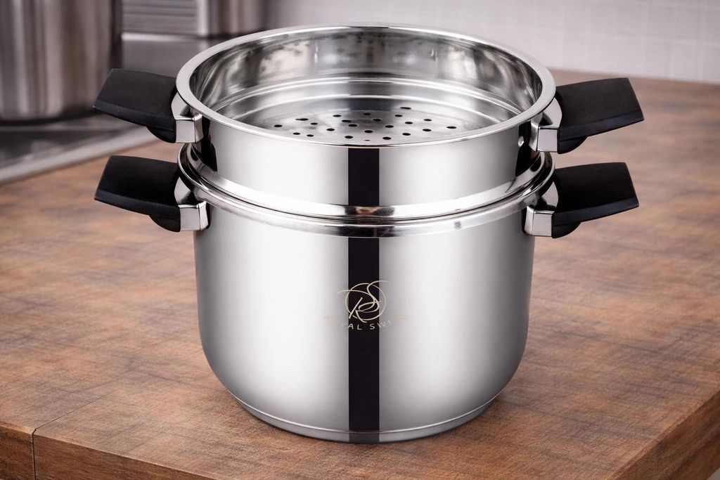 Edelstahl Schnellkochtopf 2-in-1 mit Dampfgarer – 4L Produktbild 