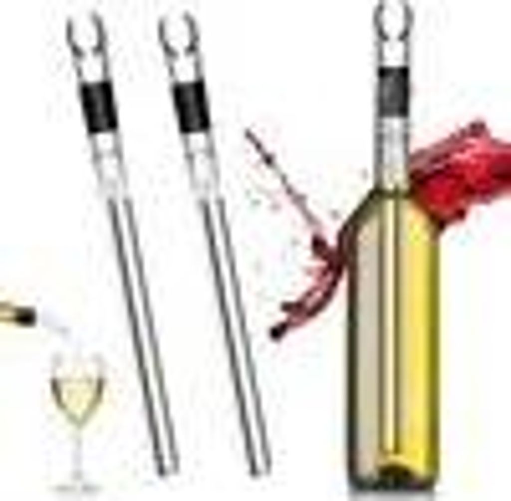 2er Set Edelstahl weinkühlstab mit ausgießer, Kühlstäbe, Weinkühlerset für Weißwein, Wine Chiller Sticks