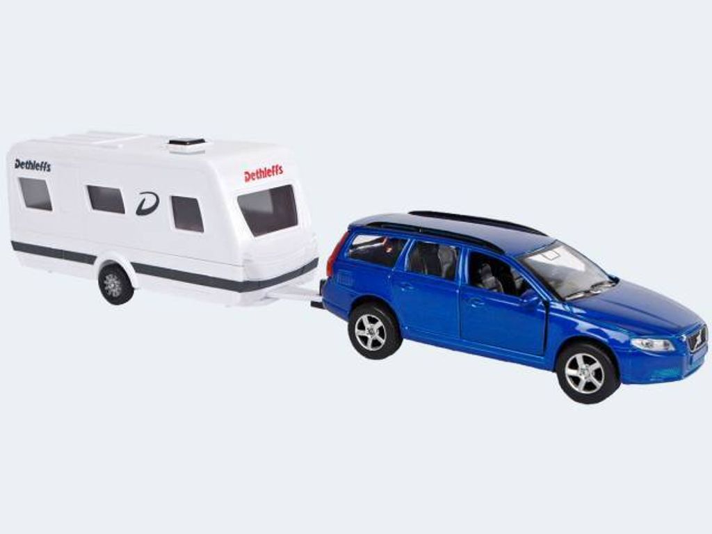 Kids Globe 520217 - Volvo V70 mit Dethleffs Wohnwagen Produktbild 
