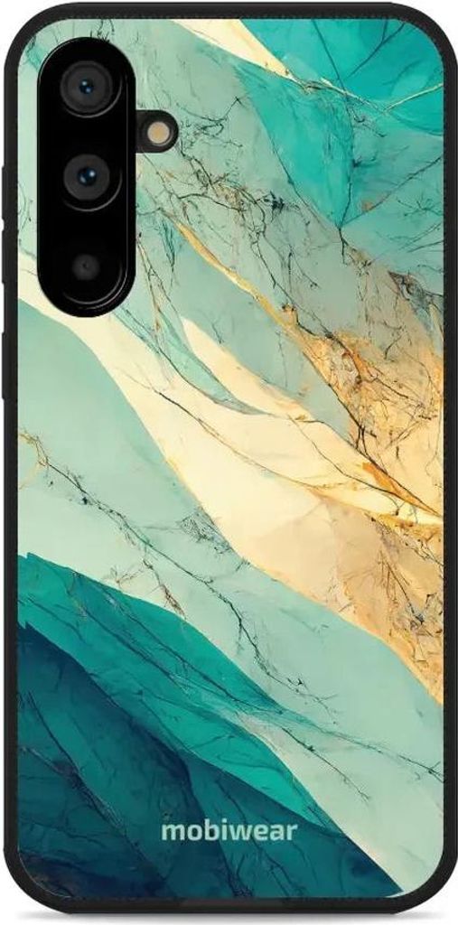 Handyhülle für Galaxy S23 FE, Mobiwear Glossy Case, Türkis-Marmor