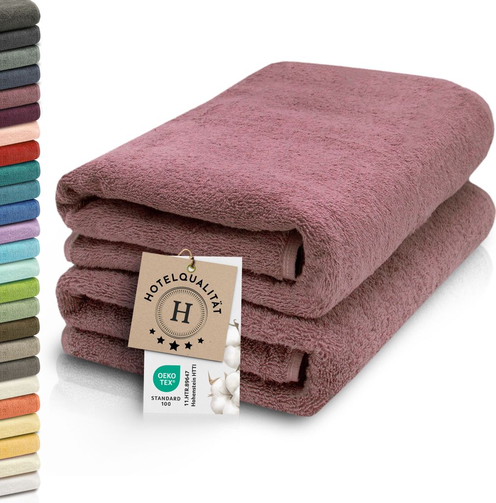 2er Set Saunahandtuch, Baumwolle, 70x200 cm, altrosa (rosa), 420 g/qm