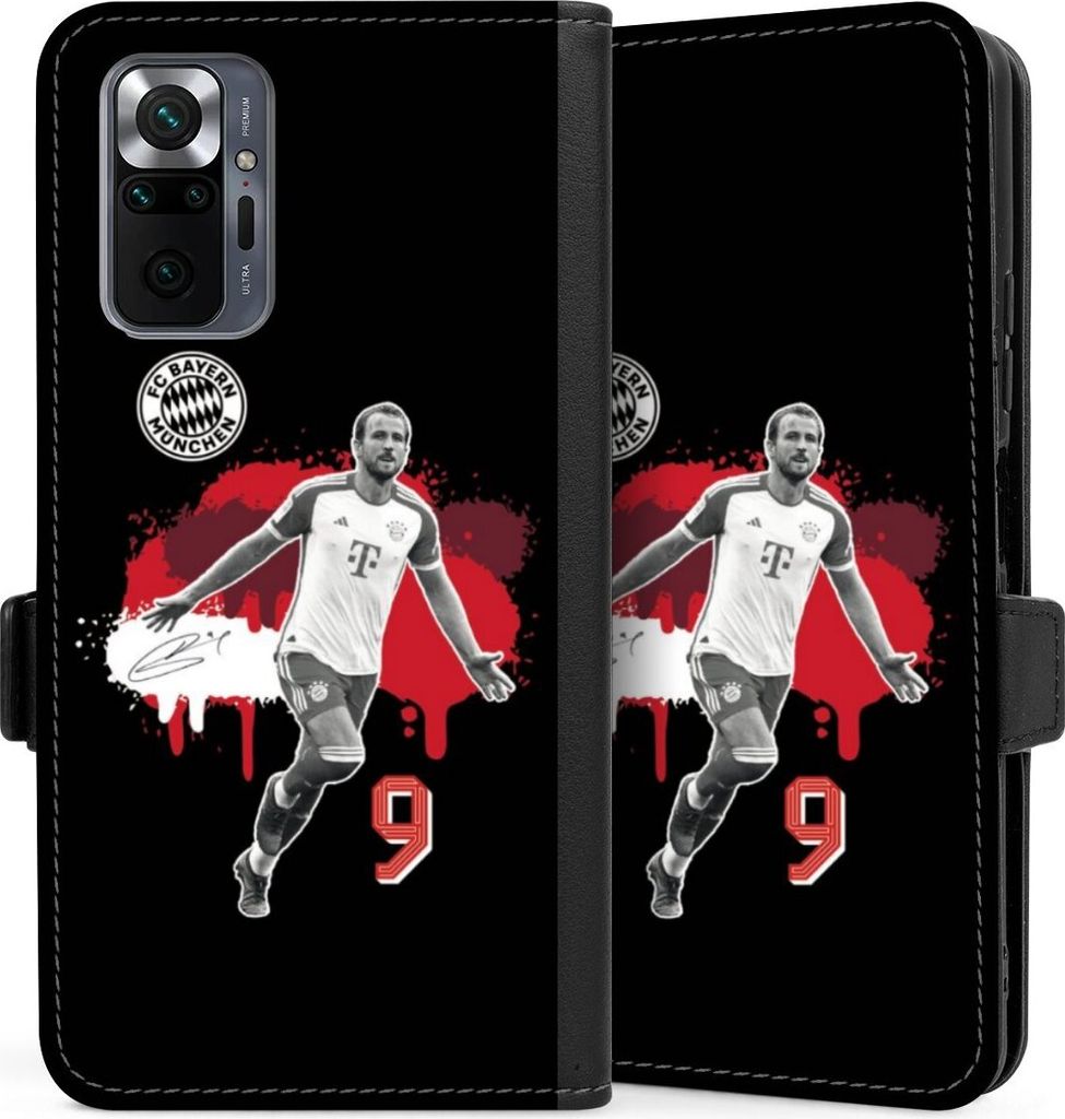 DeinDesign Klapphülle für Xiaomi Redmi Note 10 Pro Handytasche Lederhülle Tasche FC Bayern München Offizielles Lizenzprodukt Harry Kane