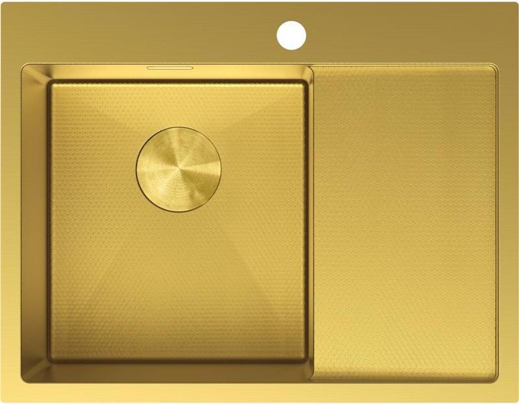 Mexen Exar Spülbecken Edelstahl 1-Kammer mit Ablage links 620 x 480 mm, golden HC - 6431621005L-55HC