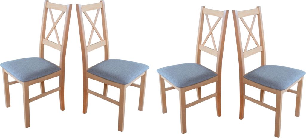 Esszimmerstuhl Set 4x "Nilo 10", natür buche, hygge 91