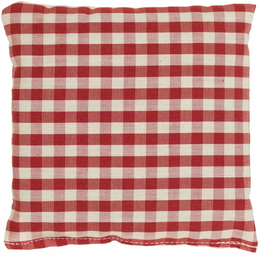 Rapssamenkissen 12x12cm - Bio Stoff rot-weiß - Wärmekissen & Kältekissen - Körnerkissen