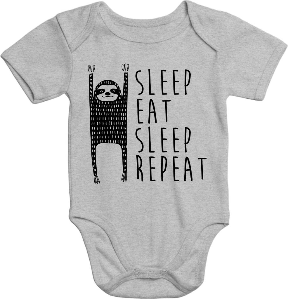 Sleep eat Sleep Repeat Baby Body Faultier Moonworks 6-12 Monate