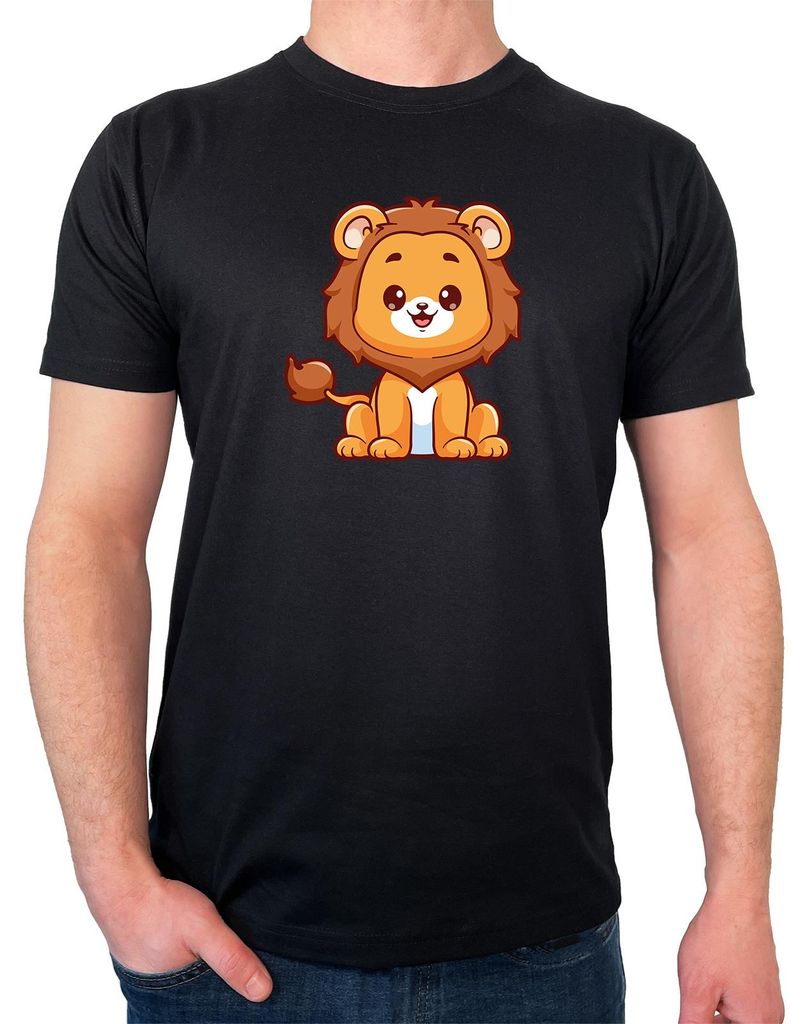 Huuraa Herren T-Shirt Löwe Comic S Black Bio Baumwolle Fairtrade Herrenshirt Geschenkidee