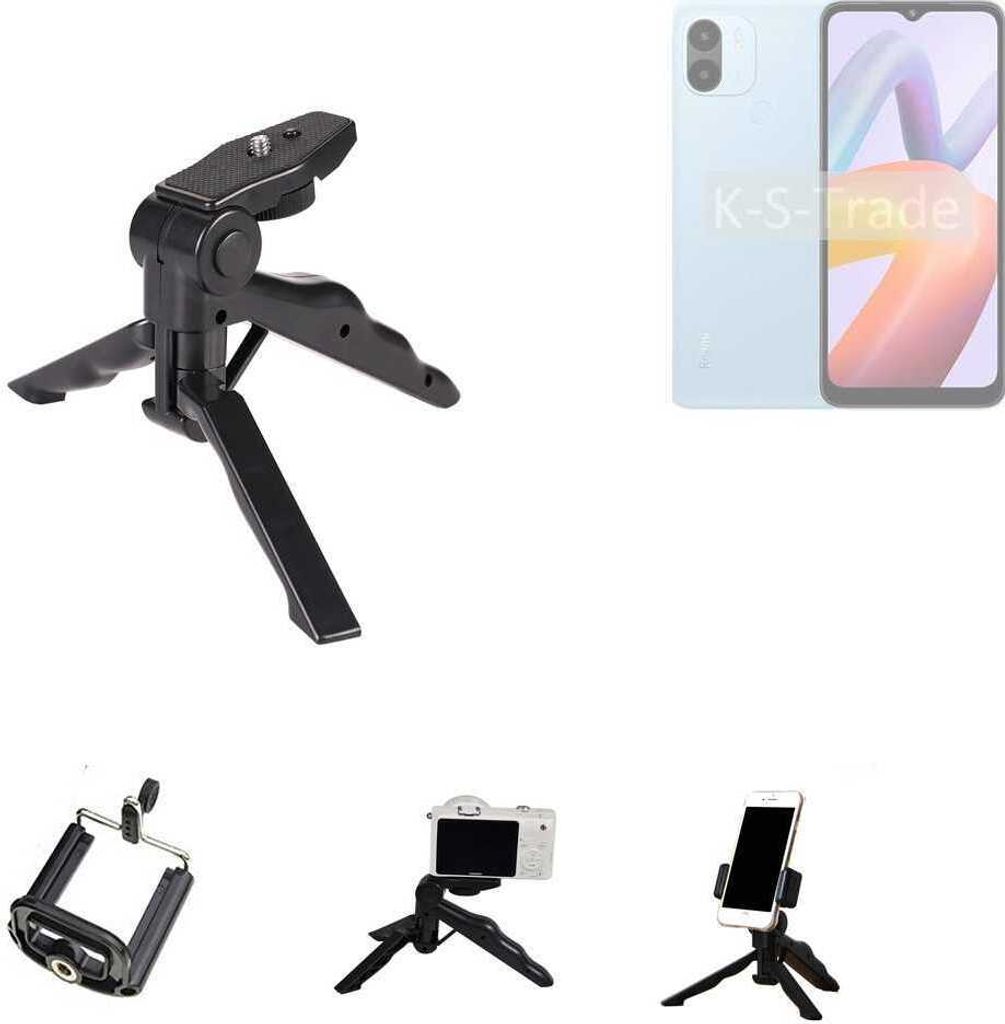 K-S-Trade Stativ Tisch-Ständer Dreibein Handy-Stativ Ständer kompatibel mit Xiaomi Redmi A2+ Mini-Stativ Smartphone Tripod Handy-Stativ aus Plastik