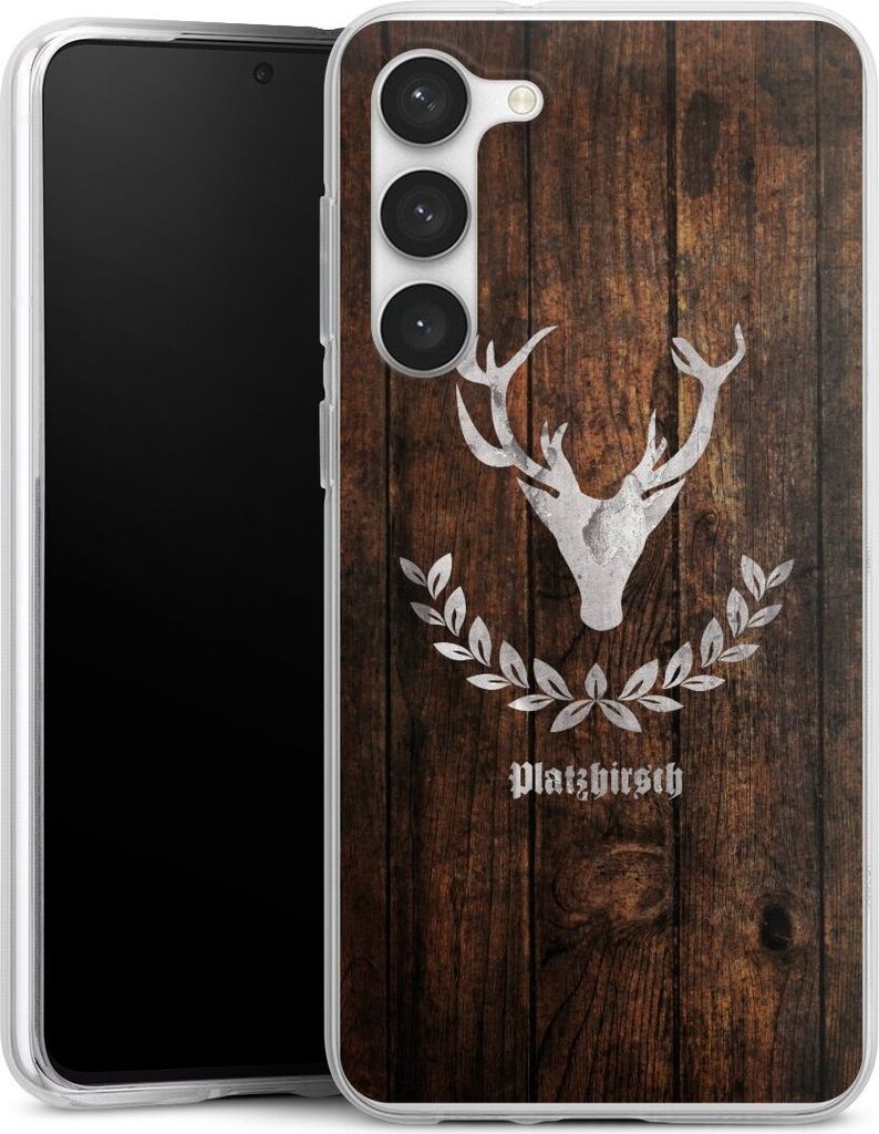 DeinDesign Handyhülle für Samsung Galaxy S23+ Silikon Hülle Case Smartphone Schutzhülle Hirsch Holz Holzoptik