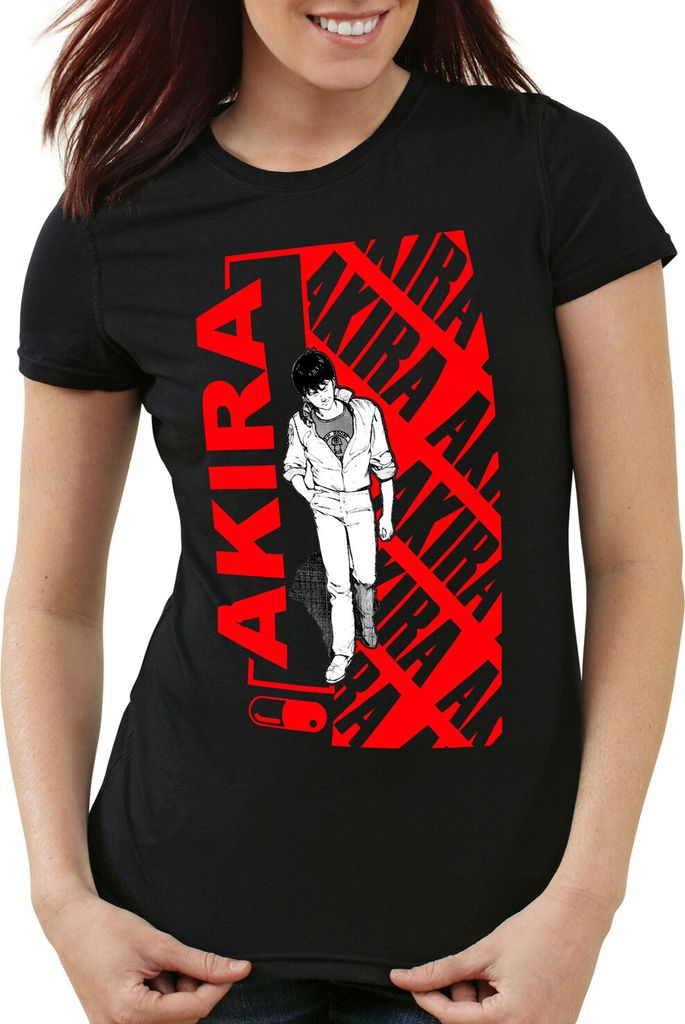 style3 Kaneda Cyberpunk Damen T-Shirt neo tokyo biker anime, Farbe:Schwarz, Größe:XS