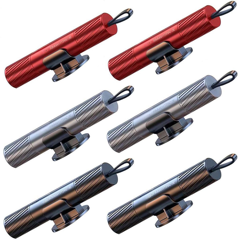 Hammer 6er-Pack Sicherheitshammer-Sicherheitsgurtschneider mit Testglas, Notfallgerät zum Glasbrechen, Multifunktions-Sicherheitshammer