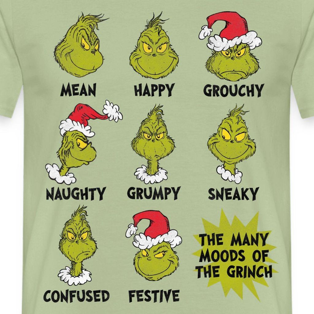 Spreadshirt Der Grinch Moods Of The Grinch Stimmungen Männer T-Shirt, M, Sage