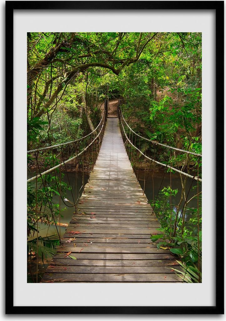 Bild - Bilderrahmen - 50 cm x 70 cm - MDF - Rahmen - Wandkunst Hängebrücke