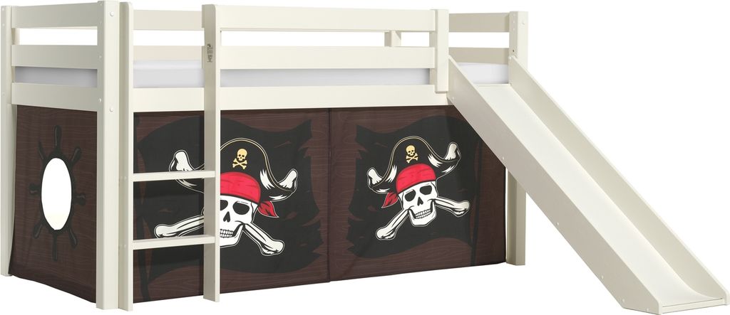 Spielbett >PINO< in Kiefer massiv weiß lackiert - 210x114x218 (BxHxT)
