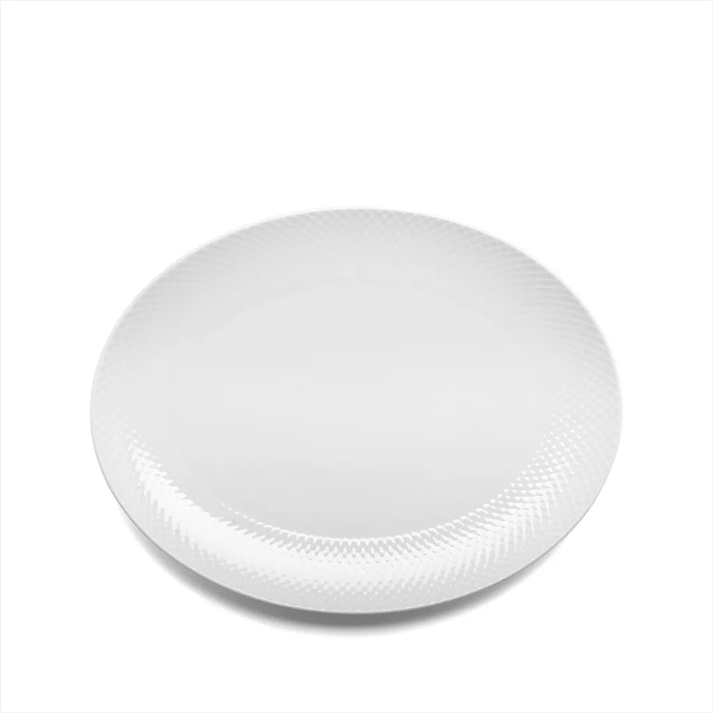 Piatto Portata Ovale Rhombe Lyngby Porcelæn 35x26,5cm | Porcellana Bianca