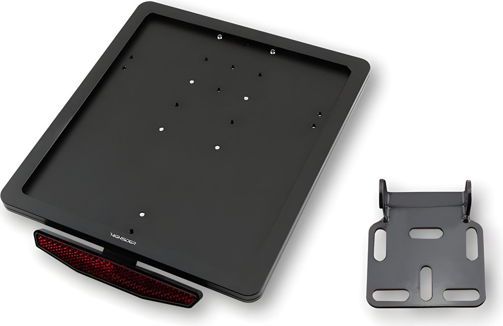 HIGHSIDER CNC Kennzeichen Halteplatte mit Uni- Halter Typ 2, schwarz eloxiert