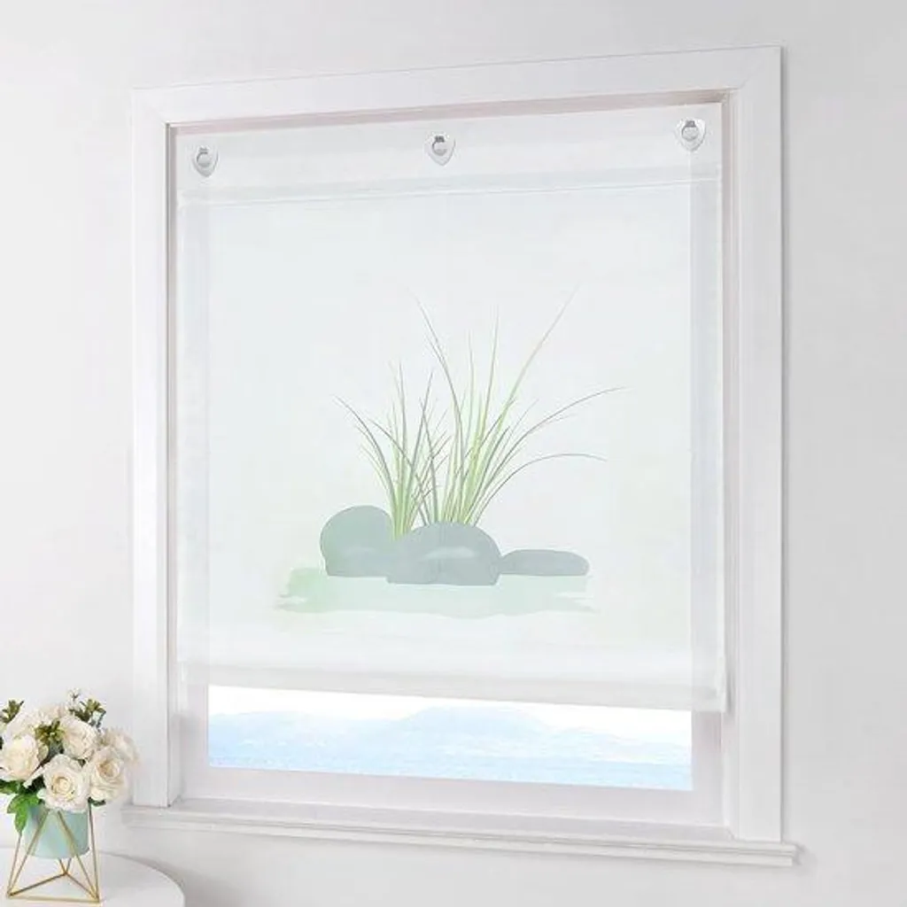 Rideau voilage blanc 60 x 140 cm en tissu transparent pour petite fenêtre