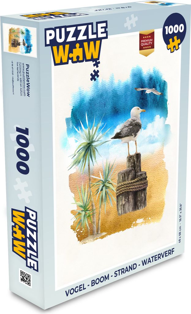 MuchoWow Puzzle 1000 Teile Vogel - Baum - Strand - Aquarell - Spielzeug - Alt und Jung - Spiele - Puzzeln