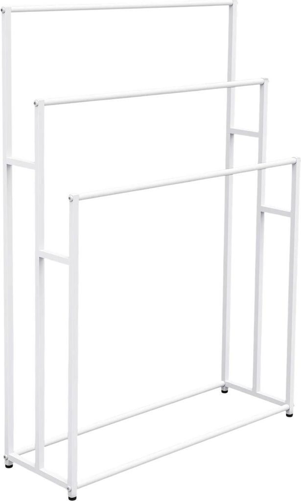 Handtuchständer - Freistehend 3-stöckig - Standfläche 75 x 25 cm - Montage erforderlich - Stahl - Weiß
