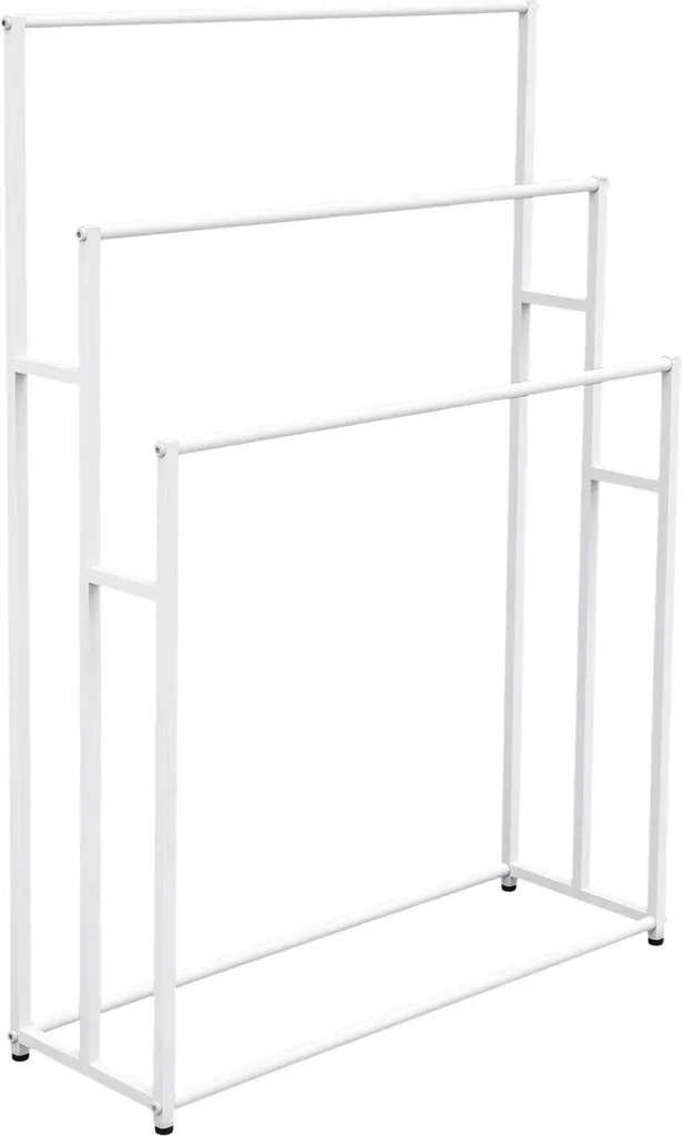 Support serviettes de bain 3 barres - Idéal pour petit espace blanc