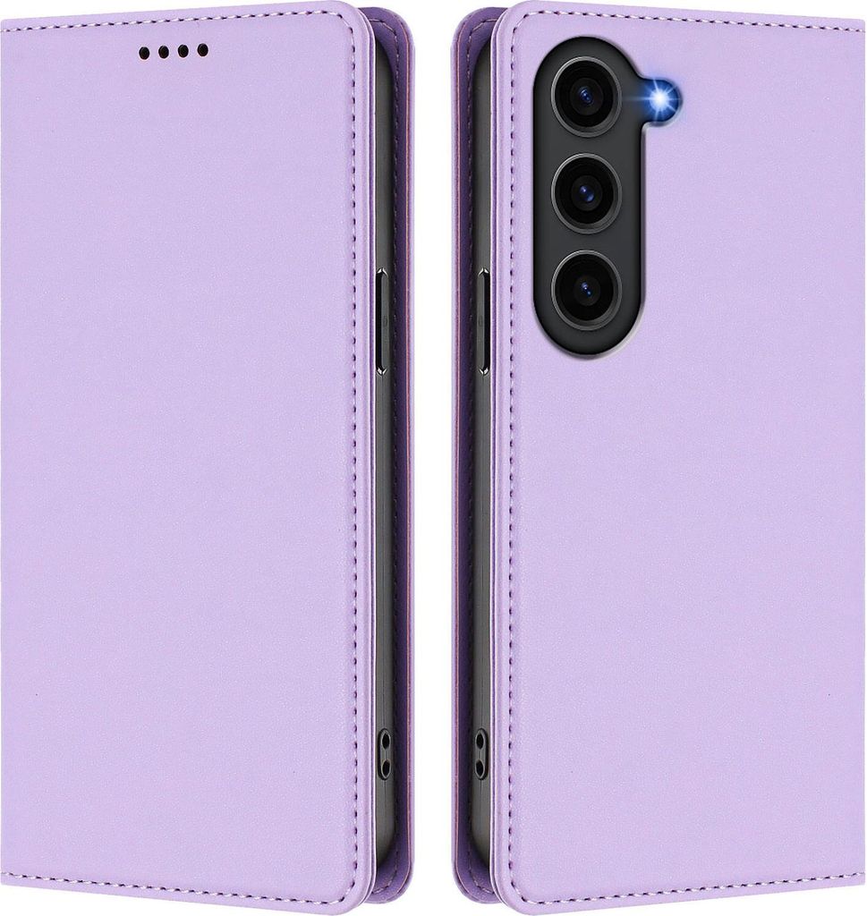 Handyhülle für Samsung Galaxy S23 FE, Kunstleder Klapphülle Stoßfeste Magnetische Hülle mit Ständer Violett
