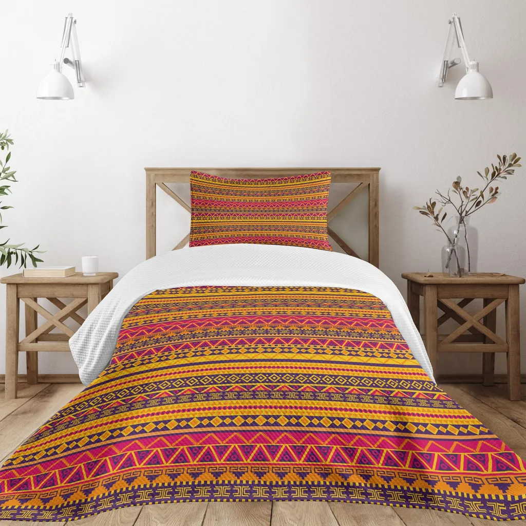 ABAKUHAUS – Set Di 4 Federe Cuscino Etniche, 60x60 Cm, Forme Tribali E Stripe, Arancio, Prugna E Borgogna, Stampa Digitale Fronte/retro