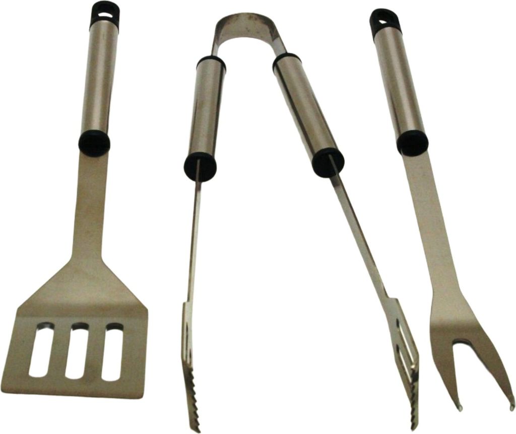 Grillbesteck 3 tlg sort. Edelstahl