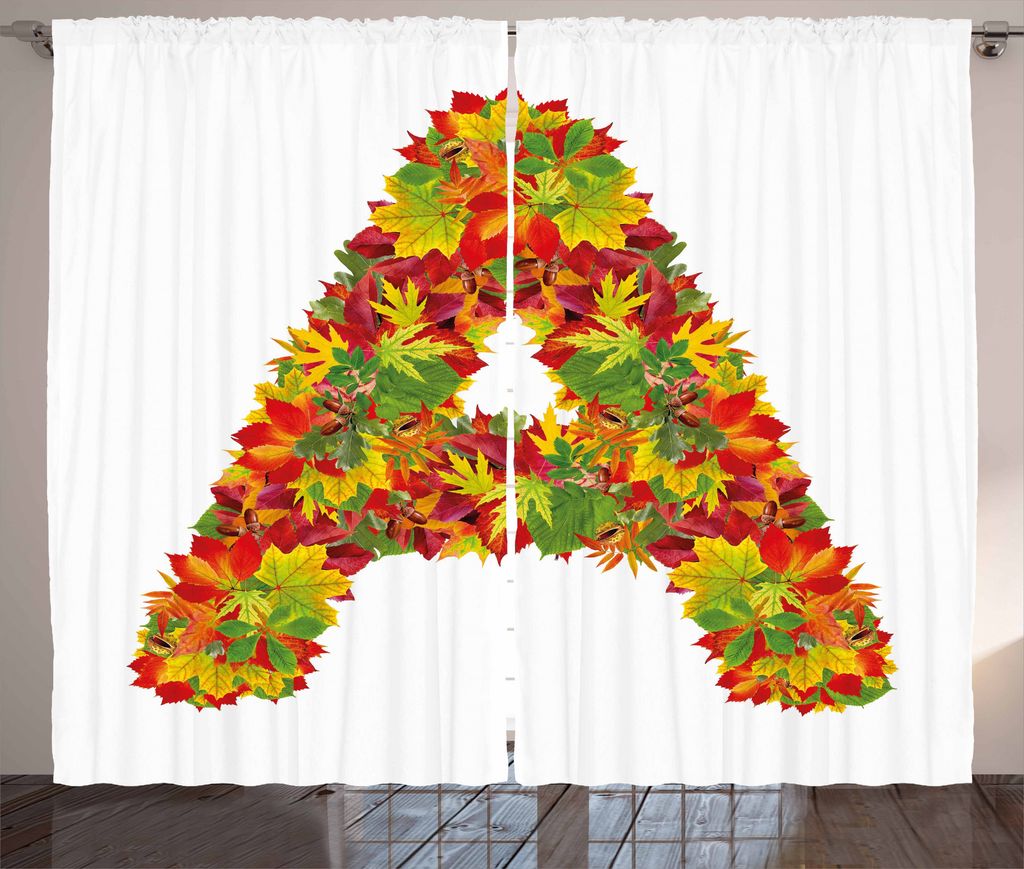 ABAKUHAUS Buchstabe a Rustikaler Vorhang, Herbst Themen Hauptstadt, Wohnzimmer Universalband Gardinen mit Schlaufen und Haken, 280 x 225 cm, Gelb G...