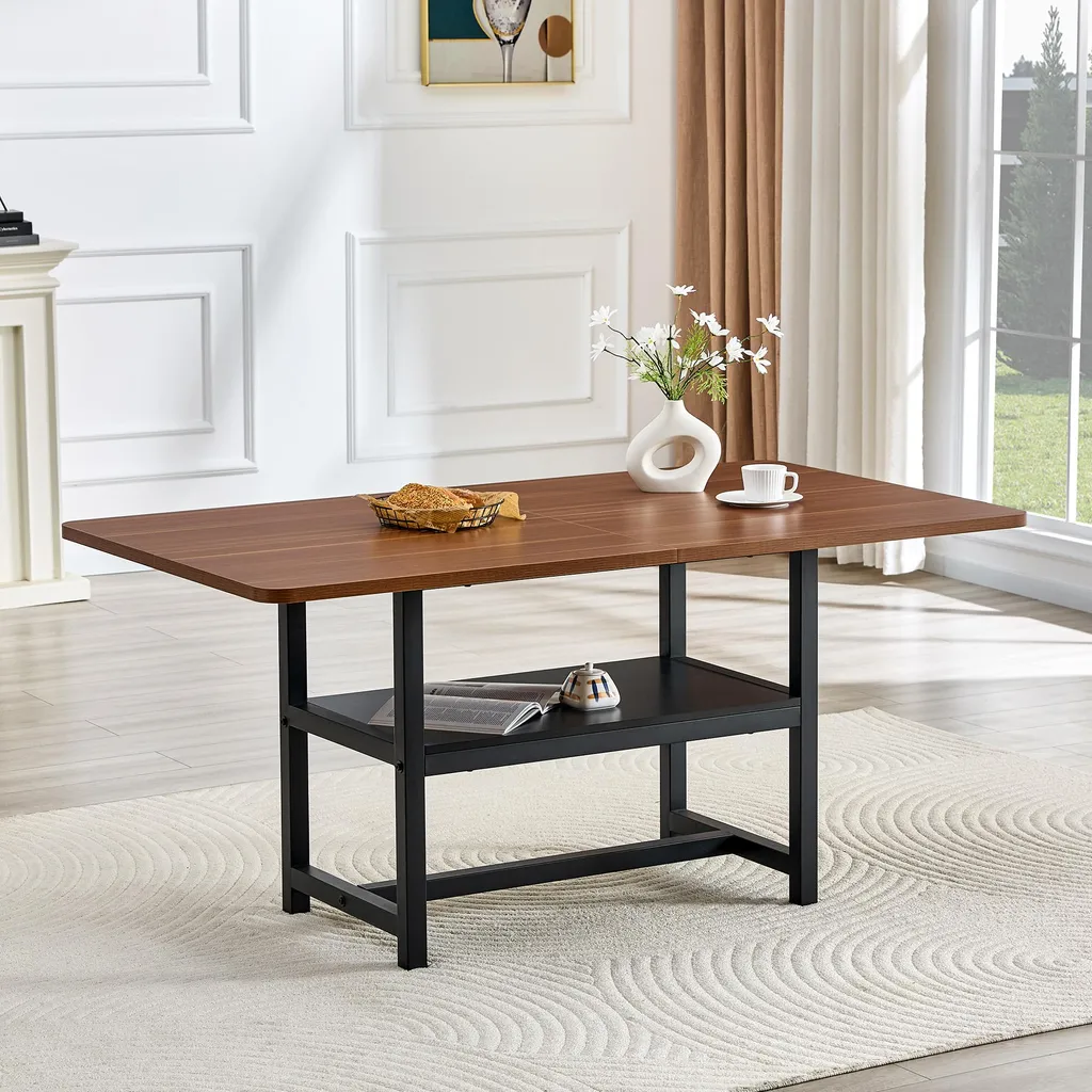 Grande table de repas rectangulaire style loft pour 6 personnes - 2