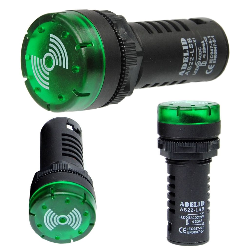 LED Signalleuchte Kontrollleuchte Leuchtmelder Ø 22mm BUZZER 12V Grün