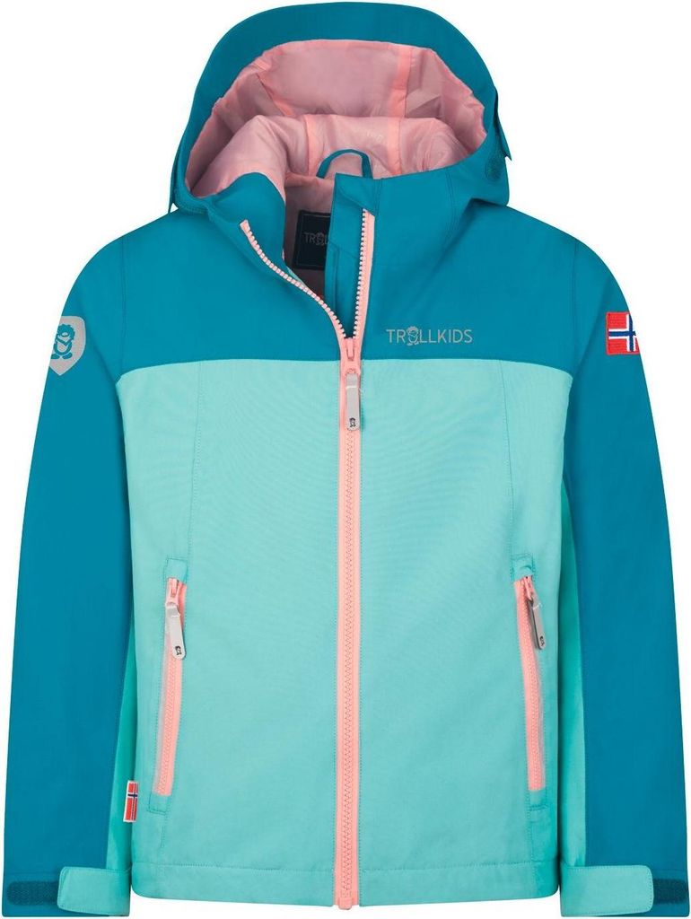 TROLLKIDS Telemark wasserdichte Kinder Outdoor Jacke mit Kapuze blau 116
