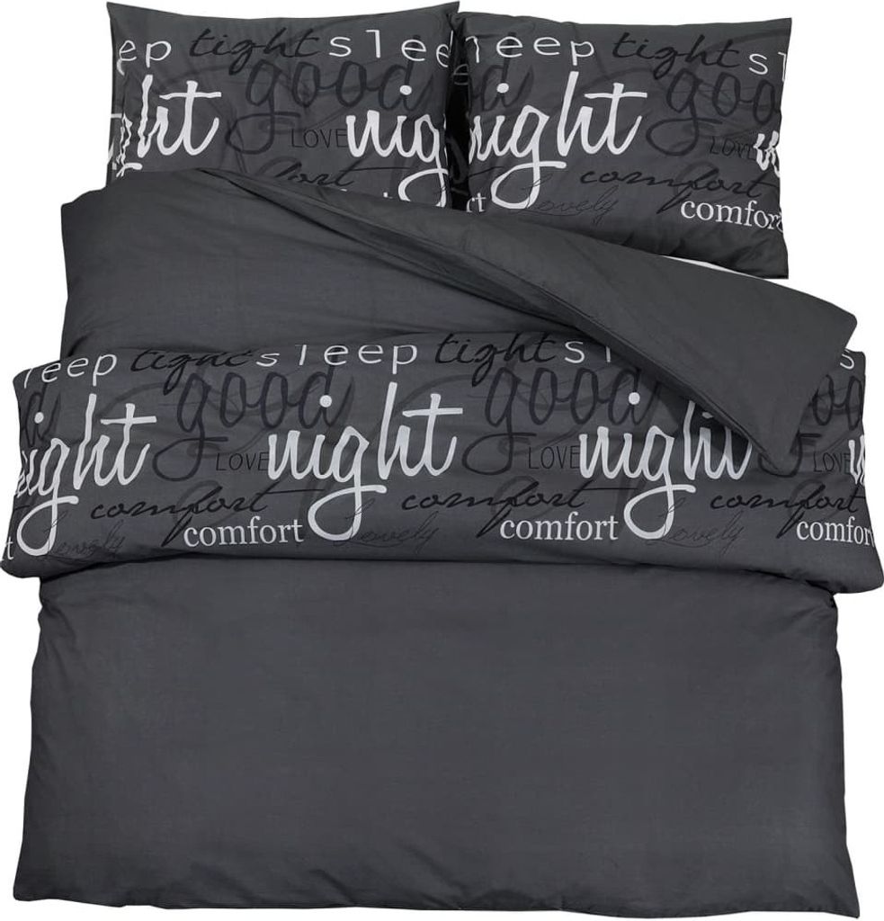 vidaXL Ensemble de literie noir 200x220 cm coton Image du produit 