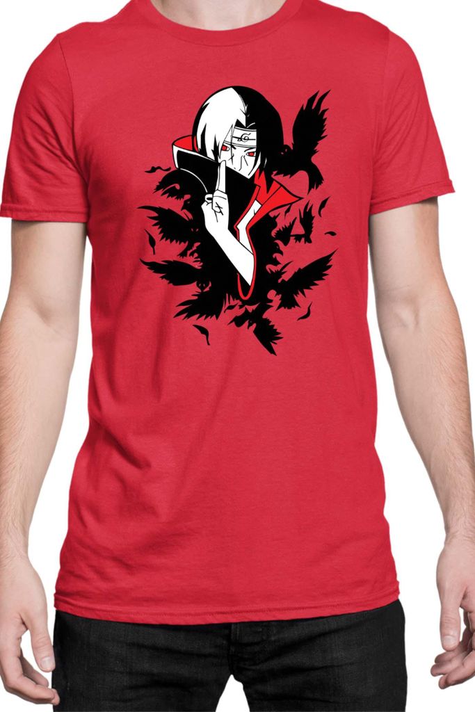 Herren T-Shirt Naruto Itachi Crows, Man L / Rot